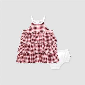 Burt's Bees Baby® Baby Mini-Gingham Dress & Diaper Cover Set - Rose Red