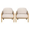 Outdoor Acacia Wood Club Chair with Rope Woven Back,Lounge Chair with Cushion for Patio or Garden,Wooden Armrest Club Chair-Coolbibila - 2 of 4