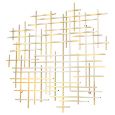 HomeRoots 31" X 31" Gold Metal Abstract Lines Hanging Dimensional Sculpture