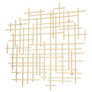 HomeRoots 31" X 31" Gold Metal Abstract Lines Hanging Dimensional Sculpture - 1 of 4