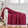 Soft Braided and Comfortable Plush All Season 50" X 60" Throw Blanket, Burgundy - 3 of 4