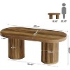 Tribesigns Oval Fluted Coffee Table, 47.2" Farmhouse Wooden Center Table with Cylindrical Legs for Living Room, Office, Rustic Brown - 2 of 4