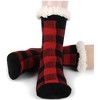 Women's Checkered Buffalo Plaid Plush Winter Fleece Lining Slipper Socks - 4 of 4