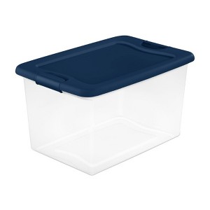 Sterilite Latching Hinged See-Through Plastic Stacking Storage Container Tote with Recessed Lids for Home Organization - 1 of 4