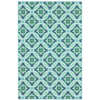 Oriental Weavers Meridian 5868L Blue/ Green Indoor/Outdoor Area Rug - 5'3" x 7'6"