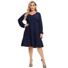 plus Size V-Neck Multi-Layered Ruffle Long Sleeve Dress - 2 of 4