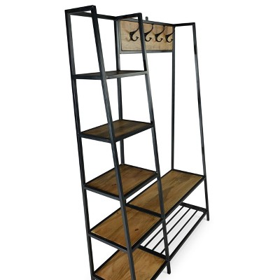 Hampton Black and Brown Mango Wood Hall Tree with Storage