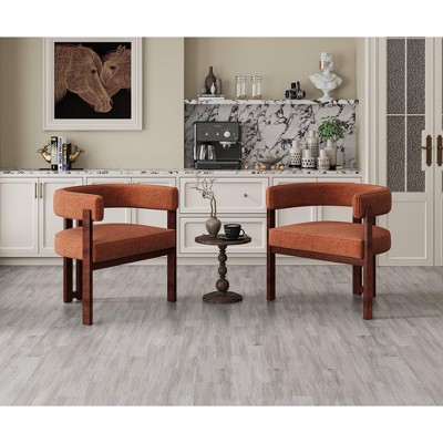 Dolonm 2 Piece 24.4 in.Modern Teddy Fabric Barrel Accent Chair - Open Back, 3 Legs Solid Wood Design