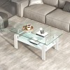 Medium Tempered Glass & Metal Rectangular Coffee Table with 2-Tier Storage for Living Room and Office - 2 of 4
