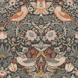 William Morris at Home Strawberry Thief Charcoal Wallpaper - 1 of 4