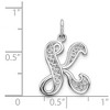Black Bow Jewelry 14k White Gold, Maci Collection, Filigree Script Initial K Pendant - 3 of 4