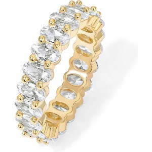 14K Gold Plated Rings - Oval Cubic Zirconia Love Ring and Eternity Ring - 5mm Stackable for Women - 1 of 4