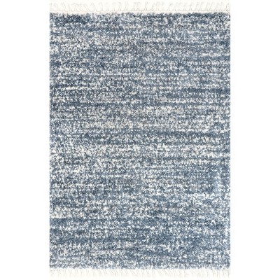 Image of Nuloom Brooke Solid 8x11 Shag Indoor Area Rug for Living Room Bedroom Dining Room Nursery, Light Blue/Ivory