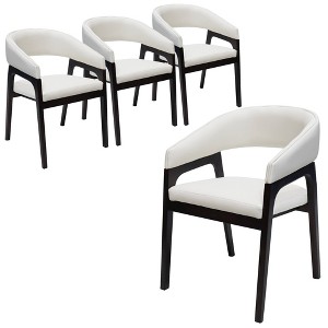 Leisuremod Cali U-Shaped Dining Arm Chair with Leather Upholstery, Open Back Design for Modern Kitchen and Home, Set of 4 - 1 of 4