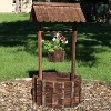 Sunnydaze Outdoor Fir Wood Wishing Well Garden Planter with Hanging Flower Bucket for Garden or Yard - 45" H - Brown - 4 of 4
