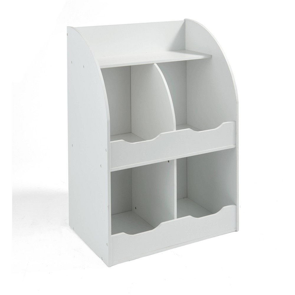 Photos - Garden & Outdoor Decoration Badger Basket 4 Bin Storage Cubby with Bookshelf White