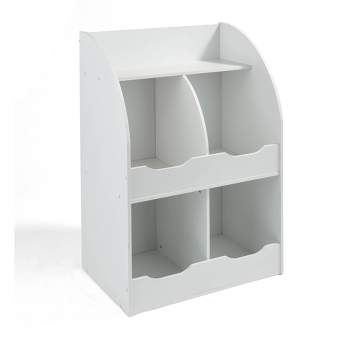 Badger Basket 4 Bin Storage Cubby with Bookshelf White