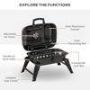 SKRAN 14" Portable Charcoal Grill, Tabletop Small BBQ Grill for Outdoor Cooking, Camping, Tailgating, Enamel Coated, Vent, Folding Legs (Black) - 4 of 4