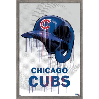 Trends International MLB Chicago Cubs - Neon Helmet 23 Framed Wall Poster  Prints White Framed Version 14.725 x 22.375