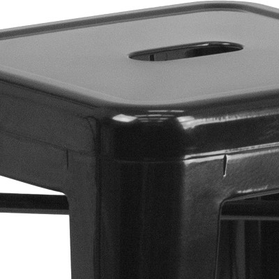 Sleek 30" High Backless Black Metal Indoor-Outdoor Barstool