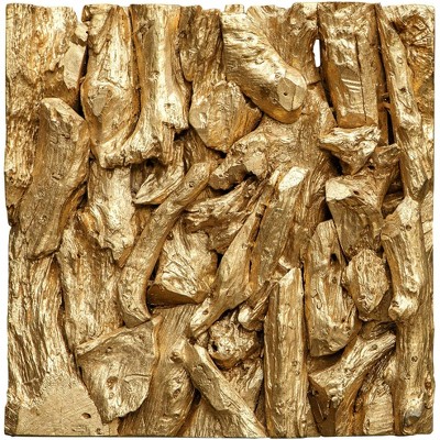 Uttermost Rio Gold Leaf 23 1/2" Square Wood Wall Decor