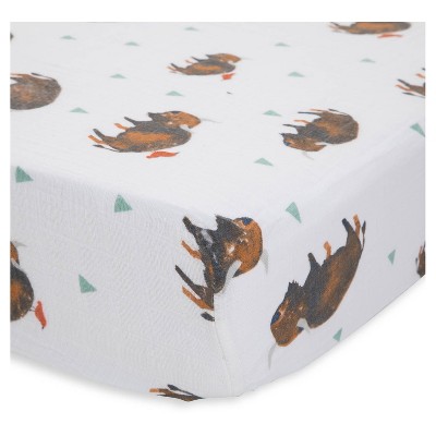 Little Unicorn Cotton Muslin Fitted Crib Sheet - Bison