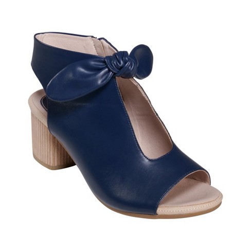 Womens navy block outlet heel shoes