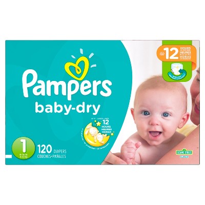 Pampers Baby Dry Diapers Super Pack Size 1 (120 Ct) : Target