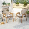 Acacia Wood Cape Woven Wicker Patio Accent Chair Set Of 2,Modern Arm Chair With Pillow,Patio Chairs Outdoor,Outdoor Furniture -Maison Boucle - 2 of 4