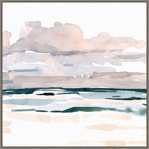 30" x 30" Soft Coastal Abstract I by Emma Scarvey Framed Canvas Wall Art Print - Amanti Art: Seascape Decor, Hand-Stretched - 1 of 4