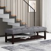 Elegant Tufted Bench,Ottoman Bench With Open Storage Shelf,Modern Fabric Upholstered Entryway Benches With Birch Wood Legs-Cuddlewood - 2 of 4