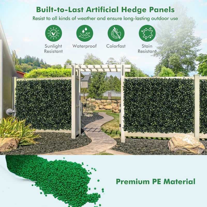 Costway 12Pcs Artificial Peanut Leaf Hedges Panels 20'' x 20'' Fence Wall Plant, 5 of 11