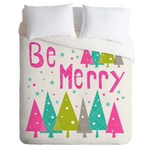 King Heather Dutton Be Merry Duvet Cover Set Pink - Deny Designs