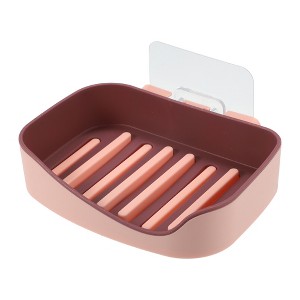 Unique Bargains Plastic Soap Dish Keep Soap Dry Soap Cleaning Storage Drill Free Soap Holder for Home Bathroom Kitchen 13x9.2cm 1 Pc - 1 of 4