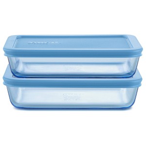 Pyrex® Simply Store® Tinted 4pc Lidded Rectangle Storage Set - 1 of 4