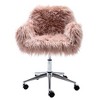 CAVINAS Adjustable Height Faux Fur Home Office Chair,Desk Chair with Metal Base and Wheels for Vanity,Living Room,Bedroom - 2 of 4
