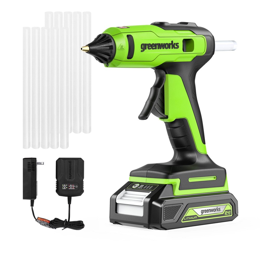 Greenworks POWERALL 24V Cordless Glue Gun Kit with 2Ah Battery and Charger
