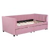 Twin Bed With Ergonomic Design Backrest And Trundle, Upholstered Bed Frame With A Twin Size Trundle, Grounded Bed Modern-Cuddlewood - 3 of 4