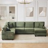 Upholstered Sectional Sofa L-shaped Sofa with Movable Ottoman & Side Storage Pockets - ModernLuxe - 2 of 4