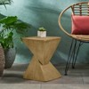 VisioGear Side Table, 18 Inch Outdoor Side Table, Geometric Pedestal Design for Balcony Porch Pool, Dark Yewllow, 12.5"*12.5"*18" - 4 of 4