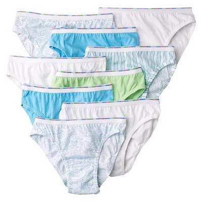 Hanes® Girls' Assorted Print Bikini Underwear 9pk - 12 – Target