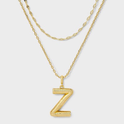 14K Gold Dipped Cubic Zirconia Duo Z Initial Multi-Strand Necklace - A New Day™ Gold