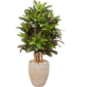 Nearly Natural 3.5-ft Croton Artificial Plant in Sand Colored Planter - 1 of 1