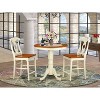 HomeStock 3-Piece Round Buttermilk and Cherry Finish Solid Wood Top Dining Table with 2 Chairs - 2 of 4