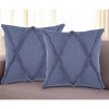 HomeRoots Set of Two Blue Diamond Cotton Throw Pillow With Fringe - 2 of 4