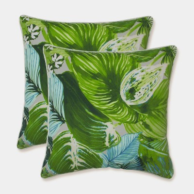 18.5 Lush Leaf Jungle Throw Pillows Green Pillow Perfect Tropical Foliage Weather Resistant Square Outdoor Cushions