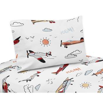 4pc Airplane Queen Kids' Sheet Set Red and Blue - Sweet Jojo Designs