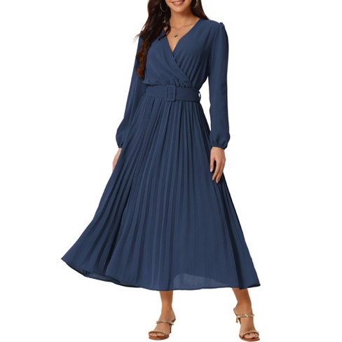 Navy blue wrap dress long sleeve best sale