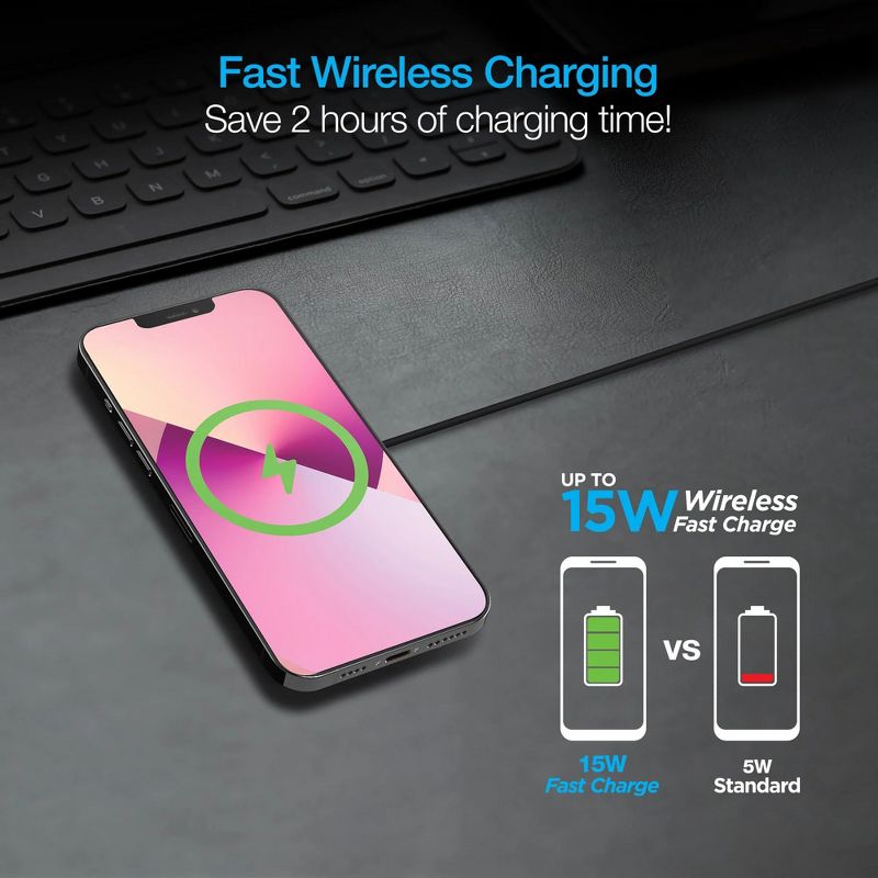 Naztech Alloy Magnetic 15W Wireless Fast Charger Black, 3 of 9