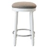 Bar Stools Set of 2 White Color Accent Wooden Swivel Seat Counter Height Bar Stool, Grey Cushion Seat (Height 26") - 3 of 4